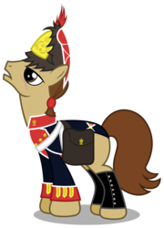 Size: 2165x3000 | Tagged: safe, artist:brony-works, oc, oc only, earth pony, pony, grenadier, high res, male, ponified, saddle bag, scar, simple background, solo, stallion, transparent background