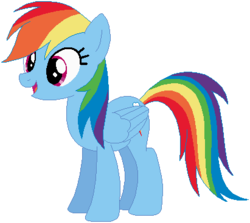 Size: 411x367 | Tagged: safe, artist:ra1nb0wk1tty, artist:selenaede, rainbow dash, pegasus, pony, g4, female, mare, open mouth, simple background, smiling, solo, white background