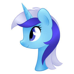 Size: 1280x1280 | Tagged: safe, artist:orcakisses, part of a set, minuette, pony, unicorn, g4, bust, female, portrait, profile, simple background, smiling, solo, transparent background