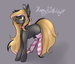 Size: 2267x1957 | Tagged: safe, artist:harmonyskish, oc, oc only, earth pony, pony, clothes, female, mare, socks, solo, striped socks, tongue out