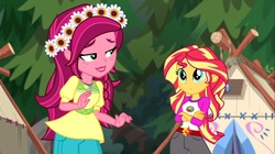 Size: 1100x618 | Tagged: safe, screencap, gloriosa daisy, sunset shimmer, equestria girls, g4, my little pony equestria girls: legend of everfree