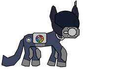 Size: 1152x648 | Tagged: safe, pegasus, pony, fanfic:rainbow factory, anatomically incorrect, antenna, armor, combine, combine overwatch, gas mask, half-life, half-life 2, helmet, implied grimdark, mask, military, military police, ms paint, rainbow, simple background, soldier, soldier pony, spectric combine, tail wrap, visor, wingless