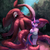 Size: 3600x3600 | Tagged: safe, artist:1trick, twilight sparkle, alicorn, giant squid, squid, anthro, plantigrade anthro, g4, backpack, behind you, clothes, cute, female, high res, i've seen enough hentai to know where this is going, shirt, shoes, size difference, skirt, solo, tentacles, twilight sparkle (alicorn)