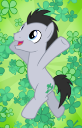 Size: 1620x2520 | Tagged: safe, artist:chainchomp2, lucky clover, earth pony, pony, g4, clover, cute, four leaf clover, luckybetes, male, open mouth, saint patrick's day, solo, stallion, vector