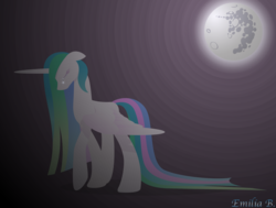 Size: 2640x2000 | Tagged: safe, artist:tuppkam1, princess celestia, alicorn, pony, g4, crying, female, high res, mare in the moon, moon, sad, solo, spread wings