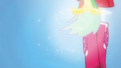 Size: 1920x1080 | Tagged: safe, screencap, rainbow dash, equestria girls, g4, my little pony equestria girls, abstract background, boots, fall formal outfits, high heel boots, legs, pictures of legs, ponied up, ponytail, solo, sparkles, transformation, transformation sequence, wings