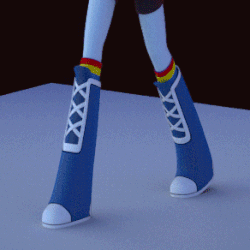 Size: 292x292 | Tagged: safe, rainbow dash, equestria girls, g4, 3d, animated, blender, boots, boots shot, clothes, feet, foot focus, gif, legs, loop, pictures of legs, socks, solo