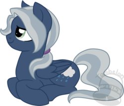 Size: 600x515 | Tagged: safe, artist:tambelon, oc, oc only, oc:pitter patter, pegasus, pony, female, mare, prone, simple background, smiling, solo, transparent background, watermark