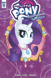 Size: 1135x1722 | Tagged: safe, idw, rarity, g4, spoiler:comic52, cover, female, jewelry, my little pony logo, necklace, solo