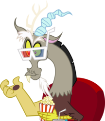 Size: 5060x5852 | Tagged: safe, artist:ironm17, discord, g4, princess twilight sparkle (episode), 3d glasses, absurd resolution, food, male, popcorn, simple background, solo, transparent background, vector