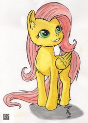 Size: 2216x3072 | Tagged: safe, artist:magarnadge, fluttershy, g4, female, high res, smiling, solo, traditional art, watercolor painting