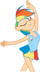 Size: 2500x4503 | Tagged: safe, artist:michaelsety, rainbow dash, human, g4, ballet, clothes, dancing, dress, female, high res, humanized, simple background, solo, white background