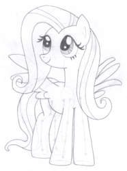 Size: 942x1266 | Tagged: safe, artist:aafh, fluttershy, g4, female, monochrome, solo, traditional art