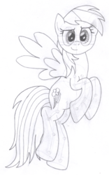 Size: 816x1304 | Tagged: safe, artist:aafh, rainbow dash, g4, female, monochrome, solo, traditional art