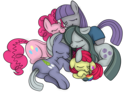 Size: 1936x1400 | Tagged: safe, artist:squipycheetah, apple bloom, boulder (g4), limestone pie, marble pie, maud pie, pinkie pie, earth pony, pony, g4, hearthbreakers, adorabloom, alternate cutie mark, apple, butt, cousins, cuddle puddle, cuddling, cute, cutie mark, diapinkes, eyes closed, family, female, filly, food, happy, limabetes, marblebetes, maudabetes, nap, pet, pie pile, pie sisters, plot, pony pile, rock, siblings, simple background, sisters, sleeping, smiling, the cmc's cutie marks, transparent background, vector, when she smiles, zap apple