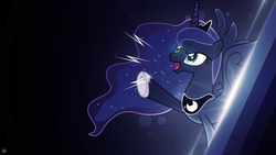 Size: 1920x1080 | Tagged: safe, artist:drakesparkle44, artist:gamemasterluna, princess luna, g4, female, huzzah, raised hoof, simple background, solo, traditional royal canterlot voice, vector, wallpaper