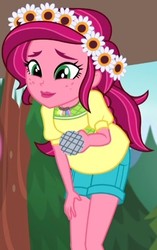 Size: 345x550 | Tagged: safe, screencap, gloriosa daisy, equestria girls, g4, my little pony equestria girls: legend of everfree, cropped, cute, daisybetes, female, magical geodes, microphone, solo