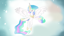 Size: 1920x1080 | Tagged: safe, artist:doctor-derpy, princess celestia, alicorn, pony, g4, magical mystery cure, ascension realm, crown, eyes closed, female, flying, jewelry, peytral, princess celestia's special princess making dimension, regalia, solo, spread wings