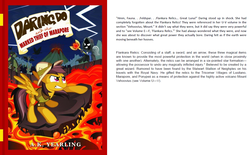 Size: 1326x824 | Tagged: safe, daring do, daring do adventure collection, daring do and the marked thief of marapore, g4, flankara relics, lava, mojo, staff, text