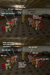 Size: 1024x1537 | Tagged: safe, artist:php74, apple bloom, scootaloo, sweetie belle, ask the crusaders, vocational death cruise, g4, 3d, cutie mark crusaders, gmod, time paradox