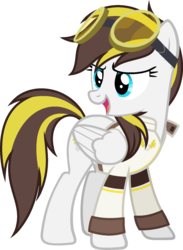 Size: 900x1229 | Tagged: safe, artist:pegasski, oc, oc only, oc:ruffian, pegasus, pony, g4, clothes, female, goggles, mare, open mouth, simple background, solo, transparent background
