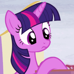 Size: 504x504 | Tagged: safe, screencap, twilight sparkle, alicorn, pony, g4, the cutie re-mark, animated, blinking, cute, female, frown, gif, looking down, mare, raised hoof, solo, twiabetes, twilight sparkle (alicorn)
