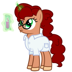 Size: 7000x7000 | Tagged: safe, artist:besttubahorse, oc, oc only, oc:crypti chronicler, pony, unicorn, absurd resolution, chemistry, clothes, female, glasses, lab coat, magic, puzzled, science, simple background, solo, test tube, transparent background, vector