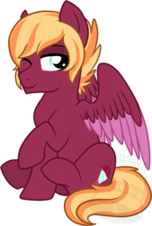 Size: 474x700 | Tagged: safe, artist:tambelon, oc, oc only, oc:lovely bouquet, pegasus, pony, male, one eye closed, sitting, solo, stallion, wink