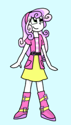 Size: 330x576 | Tagged: safe, artist:rozzertrask, sweetie belle, equestria girls, g4, female, simple background, smiling, solo