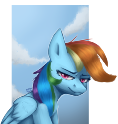 Size: 658x694 | Tagged: safe, artist:chibadeer, rainbow dash, pegasus, pony, g4, bust, female, mare, portrait, solo