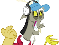 Size: 5120x3904 | Tagged: safe, artist:linormusicbeatpone, discord, celestial advice, g4, absurd resolution, cap, grin, hat, headphones, male, simple background, smiling, solo, transparent background, vector
