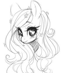 Size: 600x718 | Tagged: safe, artist:lolopan, oc, oc only, pony, female, flower, flower in hair, heart eyes, mare, sketch, smiling, solo, wingding eyes