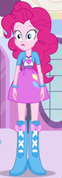 Size: 235x672 | Tagged: safe, pinkie pie, equestria girls, g4, my little pony equestria girls, balloon, boots, bracelet, carousel boutique, clothes, high heel boots, jewelry, open mouth, shocked, skirt