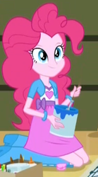 Size: 201x362 | Tagged: safe, screencap, pinkie pie, equestria girls, g4, my little pony equestria girls: rainbow rocks, boots, bracelet, clothes, cute, high heel boots, jewelry, looking at you, paintbrush, skirt