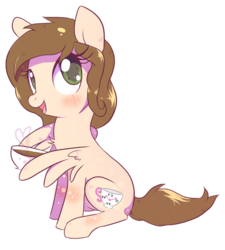 Size: 914x1015 | Tagged: safe, artist:sorasku, oc, oc only, pegasus, pony, female, food, mare, simple background, sitting, solo, tea, transparent background, wing hands