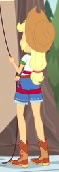 Size: 163x471 | Tagged: safe, screencap, applejack, equestria girls, g4, my little pony equestria girls: legend of everfree, ass, boots, butt, camp everfree outfits, clothes, cowboy boots, cropped, female, rear view, shorts, solo