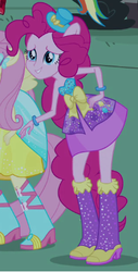 Size: 226x446 | Tagged: safe, screencap, fluttershy, pinkie pie, rainbow dash, equestria girls, g4, my little pony equestria girls, boots, fall formal outfits, female, hand on hip, hat, high heel boots, ponied up, pony ears, solo focus, sparkles, top hat, wings