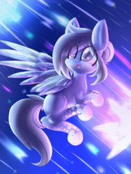 Size: 1536x2048 | Tagged: safe, artist:silviasilvar, oc, oc only, pegasus, pony, amazed, art trade, cute, female, mare, open mouth, shooting star, smiling, solo, stars