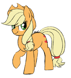 Size: 1366x1484 | Tagged: safe, artist:cloud-drawings, applejack, pony, g4, cowboy hat, cute, female, hat, raised hoof, simple background, smiling, solo, stetson, white background