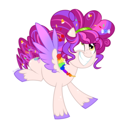Size: 1024x1024 | Tagged: safe, artist:kellythedrawinguni, oc, oc only, oc:sugar shock, pegasus, pony, colored wings, female, mare, mismatched eyes, multicolored wings, simple background, smiling, solo, transparent background