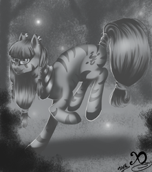 Size: 1024x1156 | Tagged: safe, artist:xaneas, oc, oc only, oc:turtlelibra, fallout equestria, black and white, egyptian, fallout, forest, grayscale, monochrome, solo