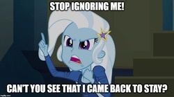 Size: 896x500 | Tagged: safe, edit, edited screencap, screencap, trixie, equestria girls, g4, my little pony equestria girls: rainbow rocks, image macro, meme, trixie yells at everything