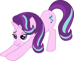 Size: 2500x2037 | Tagged: safe, starlight glimmer, pony, unicorn, g4, exploitable meme, female, high res, iwtcird, lidded eyes, meme, scrunchy face, simple background, solo, stretching, transparent background, vector