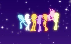 Size: 767x480 | Tagged: safe, screencap, applejack, fluttershy, pinkie pie, rainbow dash, rarity, sci-twi, sunset shimmer, twilight sparkle, human, equestria girls, g4, female, humane five, humane seven, humane six, silhouette