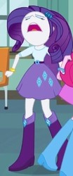 Size: 170x409 | Tagged: safe, screencap, pinkie pie, rarity, equestria girls, g4, my little pony equestria girls, angry, boots, bracelet, chair, classroom, clothes, cropped, egghead, faic, great moments in animation, high heel boots, jewelry, raised leg, skirt, wat