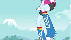 Size: 1100x618 | Tagged: safe, screencap, rainbow dash, equestria girls, g4, my little pony equestria girls, boots, boots shot, clothes, female, legs, mountain, pictures of legs, raised leg, skirt, socks