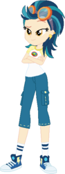Size: 213x569 | Tagged: safe, artist:ra1nb0wk1tty, indigo zap, equestria girls, g4, camp everfree outfits, clothes swap, converse, crossed arms, female, shoes, simple background, sneakers, solo, white background