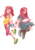 Size: 800x1132 | Tagged: safe, artist:gomigomipomi, artist:oxeyclean, pinkie pie, human, g4, boots, clothes, dress, holding hands, humanized, pinkamena diane pie, sandals, simple background, transparent background