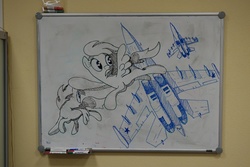 Size: 1368x912 | Tagged: safe, oc, oc only, irl, marker, marker drawing, photo, plane, russian, su-27, traditional art, whiteboard