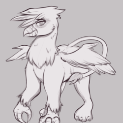 Size: 714x713 | Tagged: safe, artist:sugarlesspaints, oc, oc only, griffon, grayscale, monochrome, sketch, solo